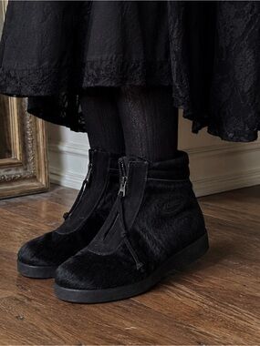 Tecnica Black Fur Zip-Up Ankle Sneakers